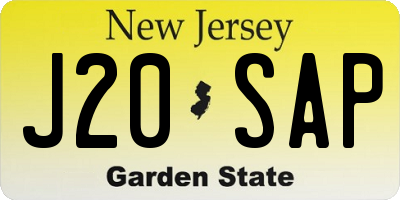 NJ license plate J20SAP