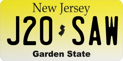 NJ license plate J20SAW