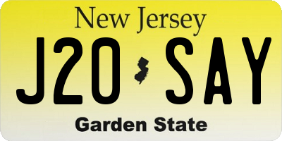NJ license plate J20SAY