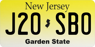 NJ license plate J20SBO