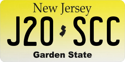 NJ license plate J20SCC