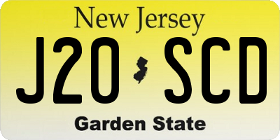NJ license plate J20SCD