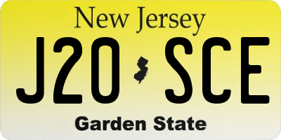 NJ license plate J20SCE