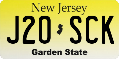 NJ license plate J20SCK
