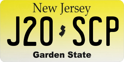 NJ license plate J20SCP