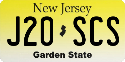 NJ license plate J20SCS