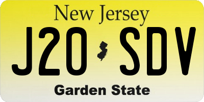 NJ license plate J20SDV