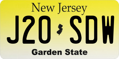 NJ license plate J20SDW