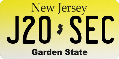NJ license plate J20SEC