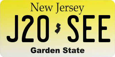 NJ license plate J20SEE