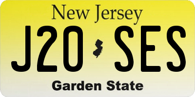 NJ license plate J20SES