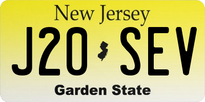 NJ license plate J20SEV