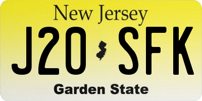 NJ license plate J20SFK