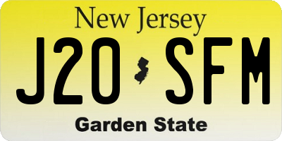 NJ license plate J20SFM