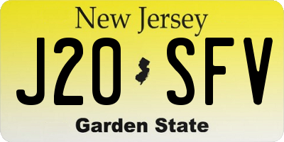NJ license plate J20SFV