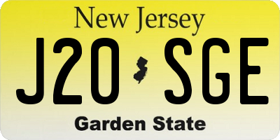 NJ license plate J20SGE