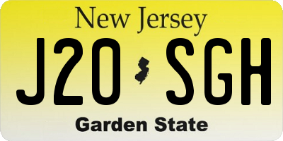 NJ license plate J20SGH