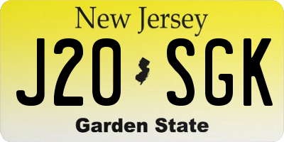 NJ license plate J20SGK