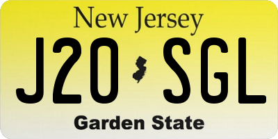 NJ license plate J20SGL
