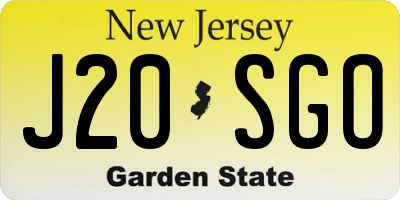 NJ license plate J20SGO