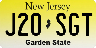NJ license plate J20SGT