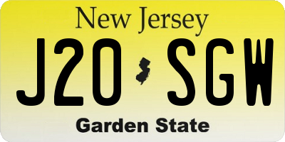 NJ license plate J20SGW
