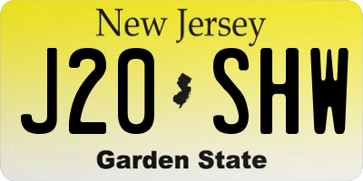 NJ license plate J20SHW