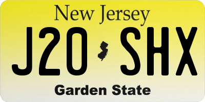 NJ license plate J20SHX