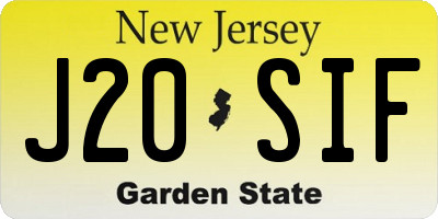 NJ license plate J20SIF