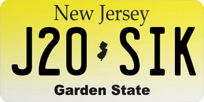 NJ license plate J20SIK