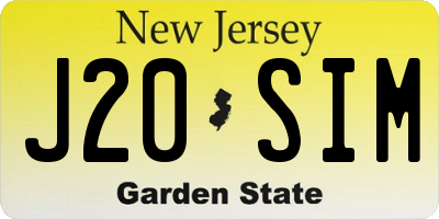 NJ license plate J20SIM