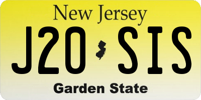 NJ license plate J20SIS
