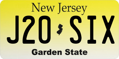 NJ license plate J20SIX