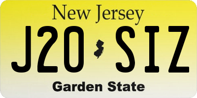 NJ license plate J20SIZ