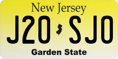 NJ license plate J20SJO