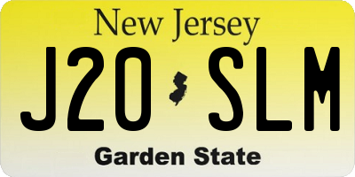 NJ license plate J20SLM
