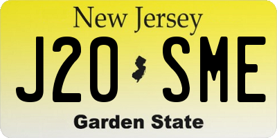 NJ license plate J20SME