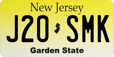 NJ license plate J20SMK