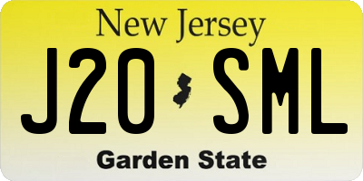 NJ license plate J20SML
