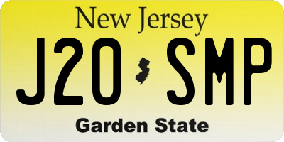 NJ license plate J20SMP