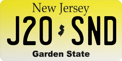 NJ license plate J20SND