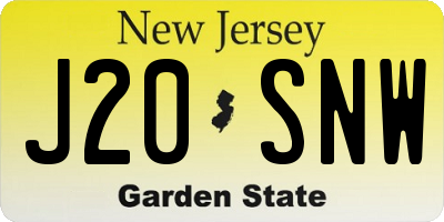 NJ license plate J20SNW