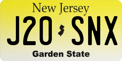 NJ license plate J20SNX