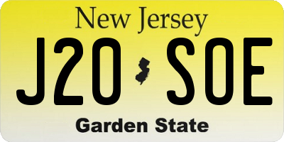 NJ license plate J20SOE