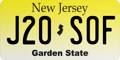 NJ license plate J20SOF