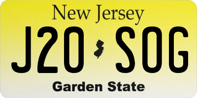 NJ license plate J20SOG