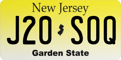 NJ license plate J20SOQ