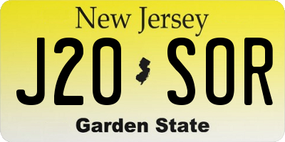 NJ license plate J20SOR