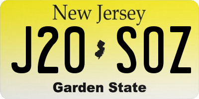 NJ license plate J20SOZ