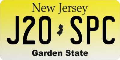 NJ license plate J20SPC